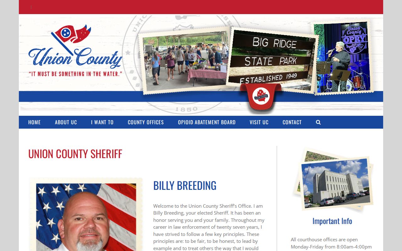 Union County official sheriff and jail department page