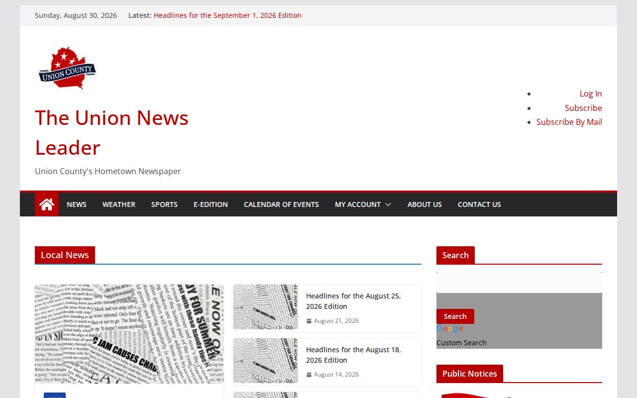Union News Leader homepage for Union County news coverage